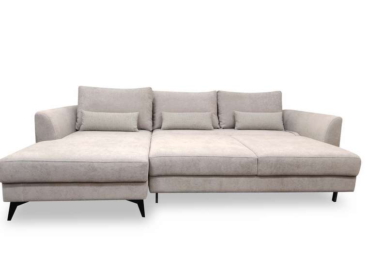 Угловой диван-кровать Лондон серо-бежевого цвета