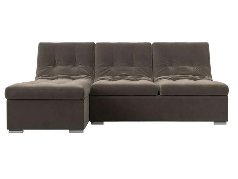 Угловой диван-кровать Релакс коричневого цвета угол левый