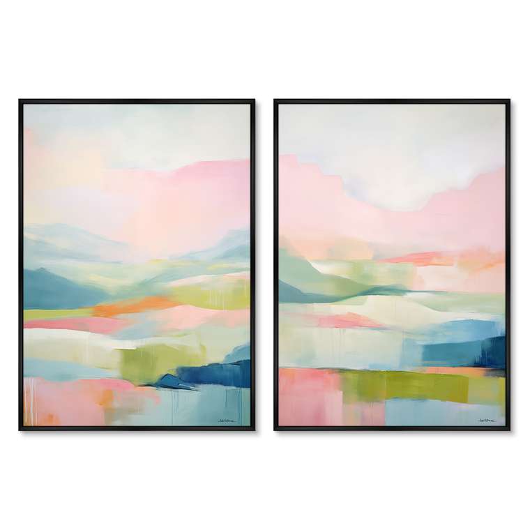 Набор из двух репродукций картин Landscape collection, In pastel tone, 2024г.