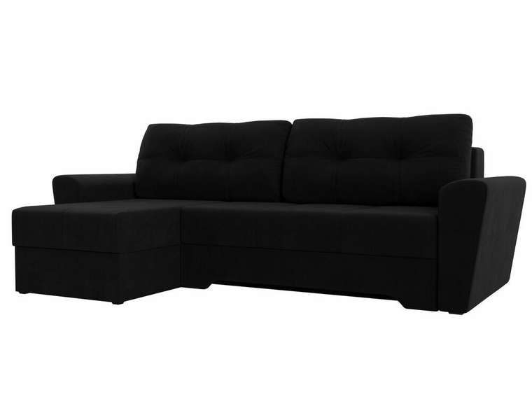 Угловой диван-кровать Амстердам черного цвета левый угол
