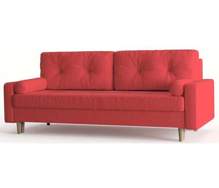 Диван-кровать из рогожка Basel красного цвета
