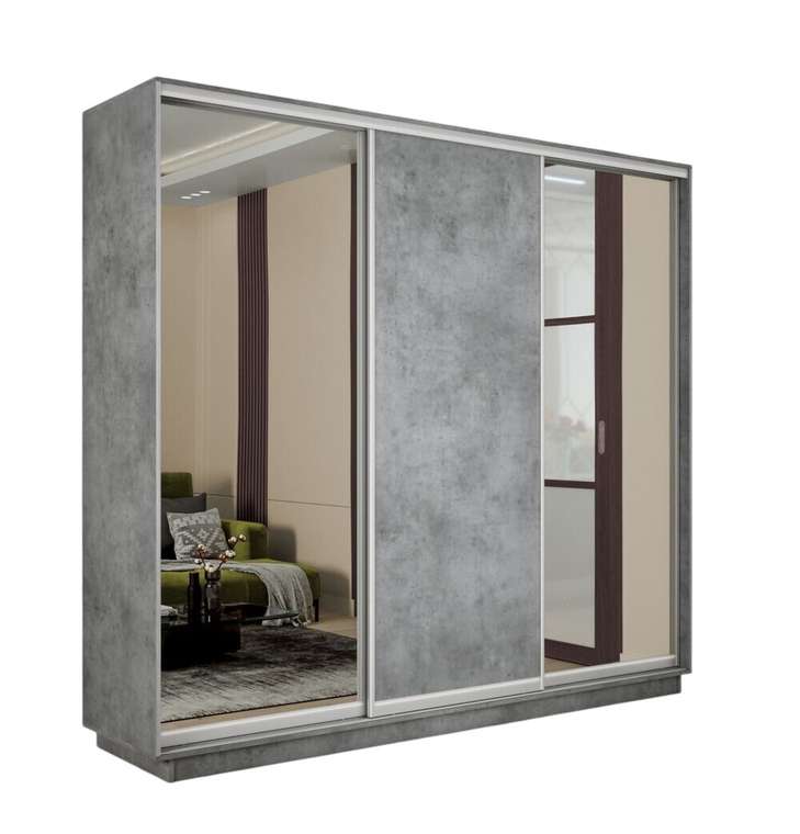 Шкаф-купе Медиум 210 серого цвета