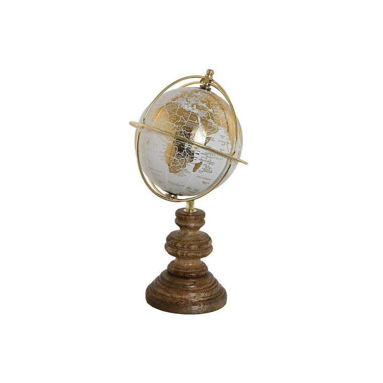 Земной глобус Home ESPRIT Белый Позолоченный Натуральный Vintage 12 x 12 x 28 cm