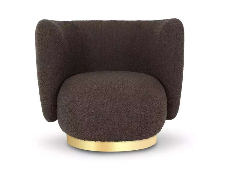 Кресло вращающееся Lucca темно-коричневого цвета с золотым основанием