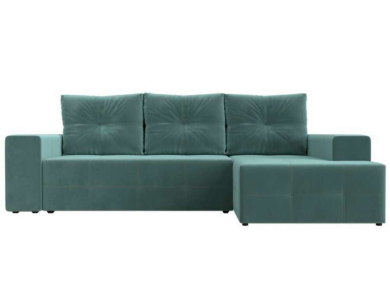 Угловой диван-кровать Перри бирюзового цвета правый угол