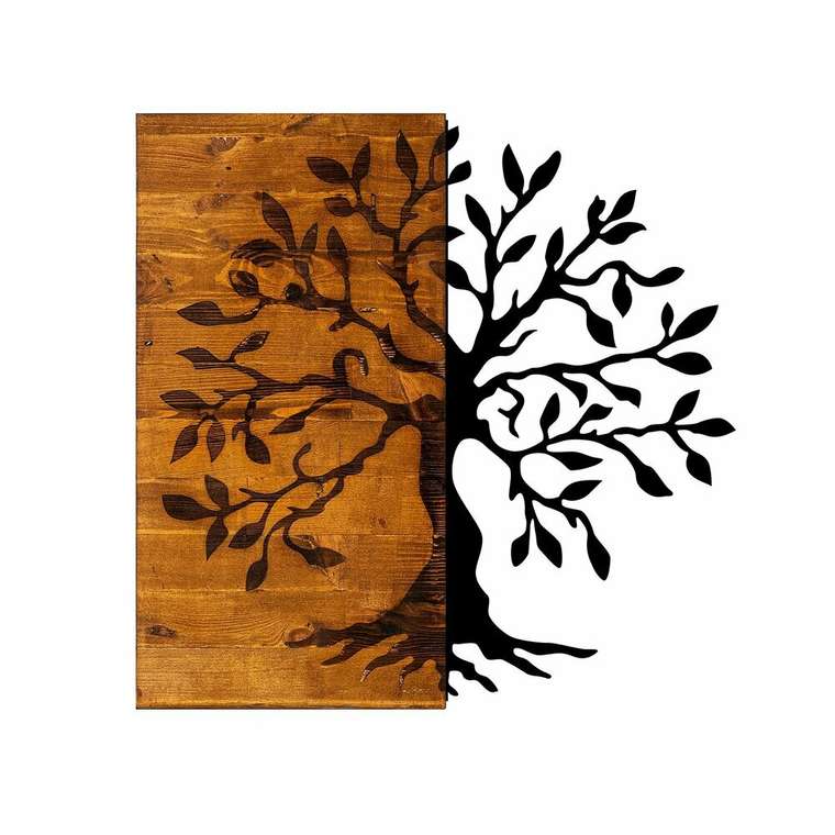 Настенный декор Дерево 58x58 коричнево-черного цвета