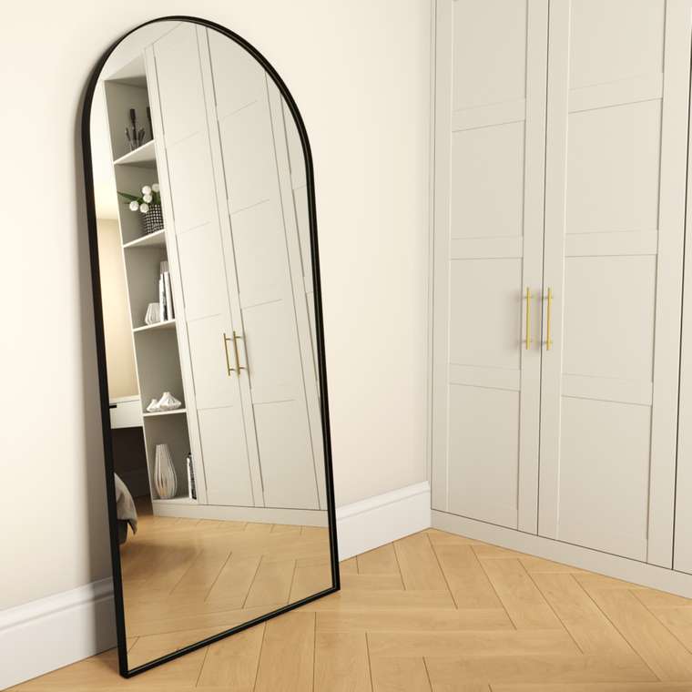 Дизайнерское большое настенное зеркало Arkis L в тонкой раме черного цвета