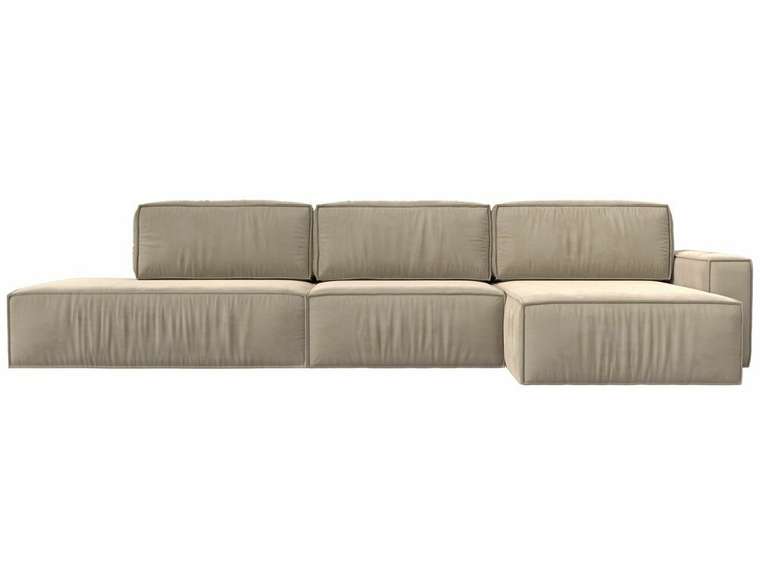 Угловой диван-кровать Прага модерн лонгбежевого цвета правый угол