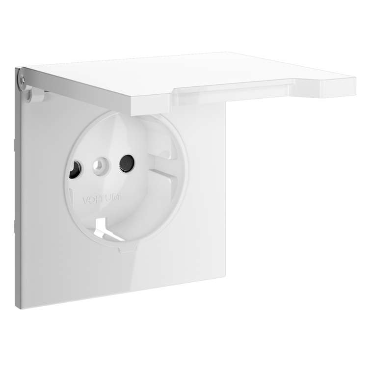 Накладка для розетки с заземлением, защитными шторками и крышкой, S70 (белый глянцевый)