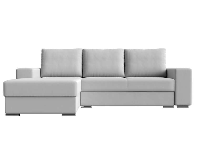 Угловой диван-кровать Дрезден белого цвета (экокожа) левый угол
