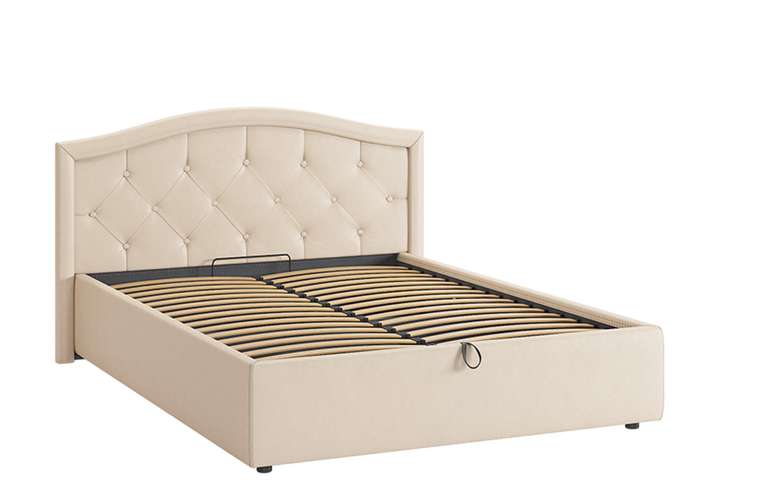 Кровать Верона 140х200 кремового цвета с подъемным механизмом