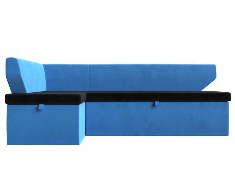 Угловой диван-кровать Омура черно-голубого цвета левый угол