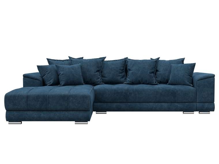 Угловой диван-кровать НордСтар синего цвета левый