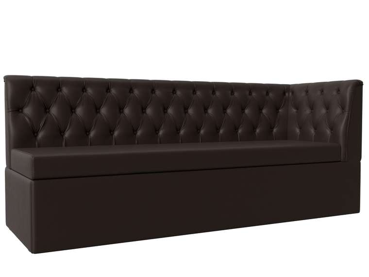 Диван-кровать Маркиз коричневого цвета (экокожа) с углом справа