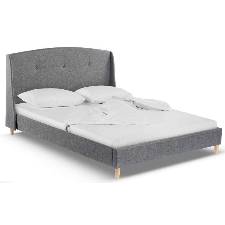 Кровать двуспальная Molly 160х200 серого цвета