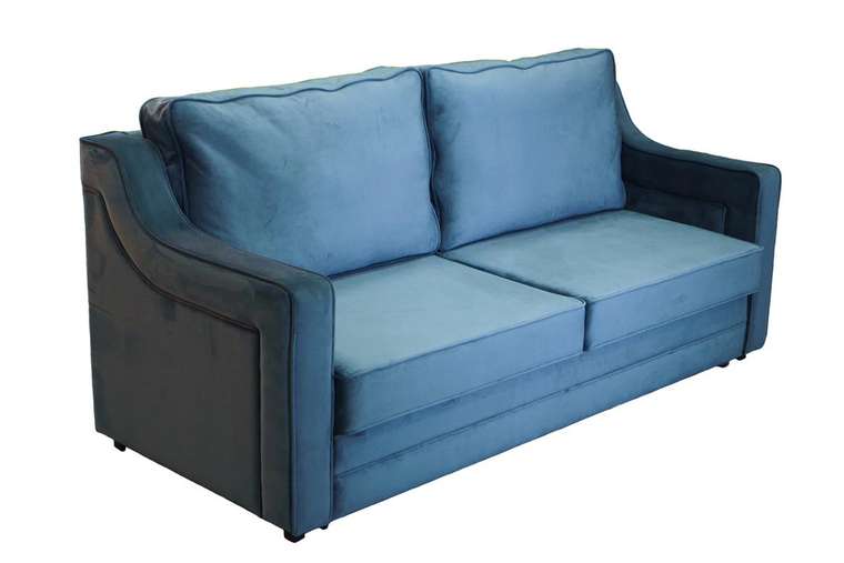 Прямой диван-кровать Николь синего цвета