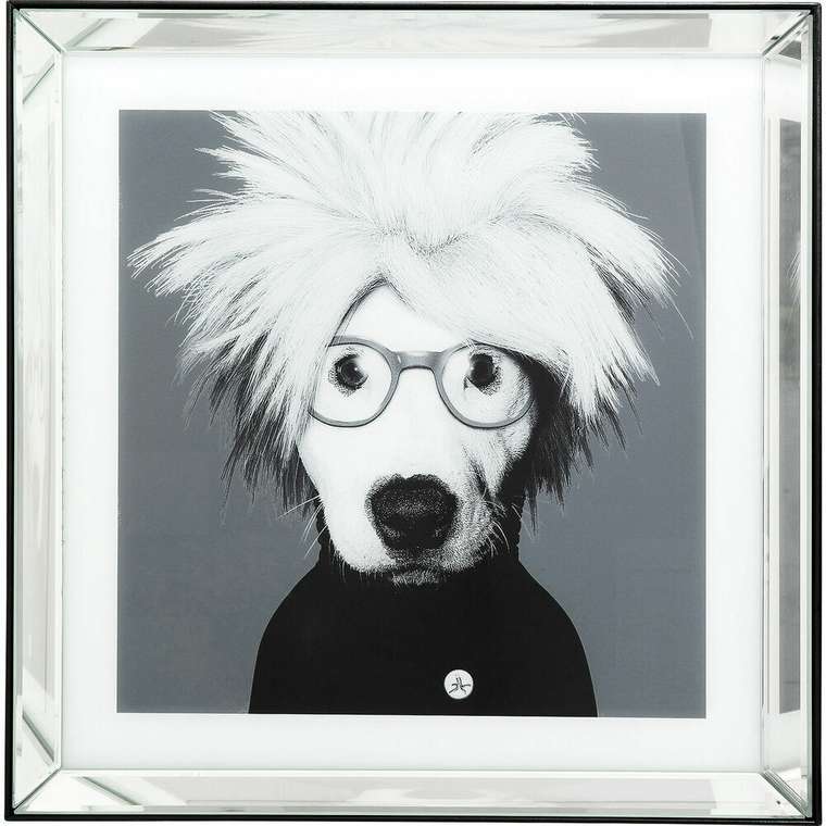 Картина в рамке Dog бело-черного цвета