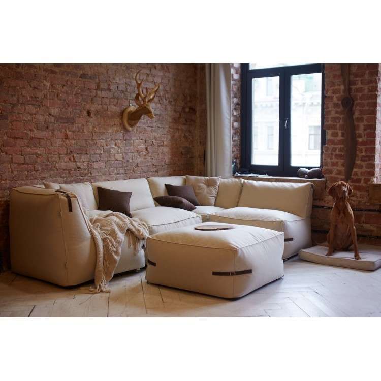 Бескаркасный модульный диван Ivonne Premium c ремешками из кожи