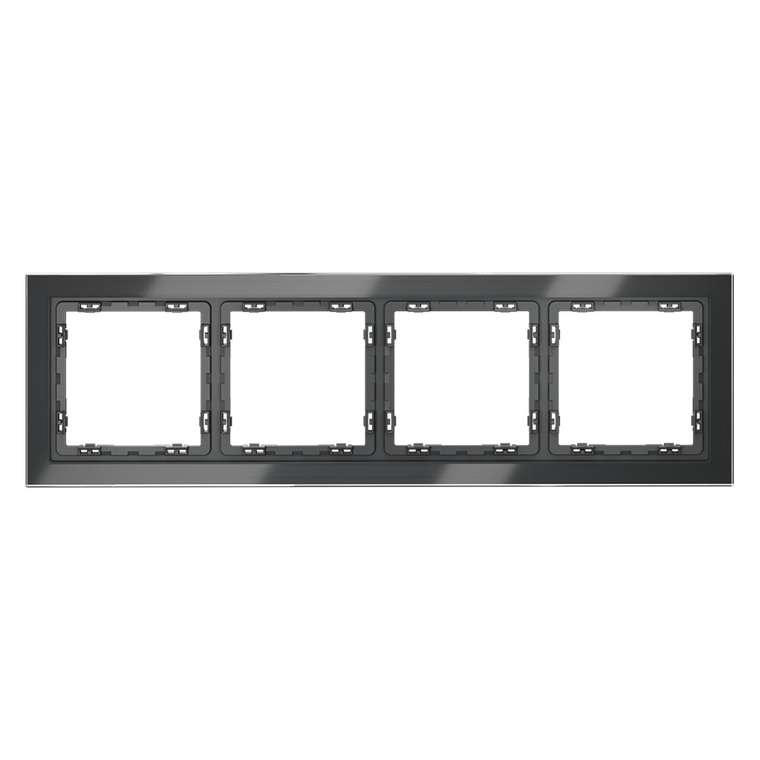 Рамка стеклянная VOLTUM S70 на 4 поста, (графит, стекло)