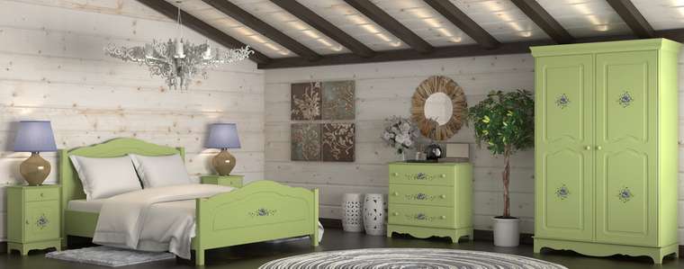 Кровать "Belle Fleur Olive" с ручной росписью 160х200 