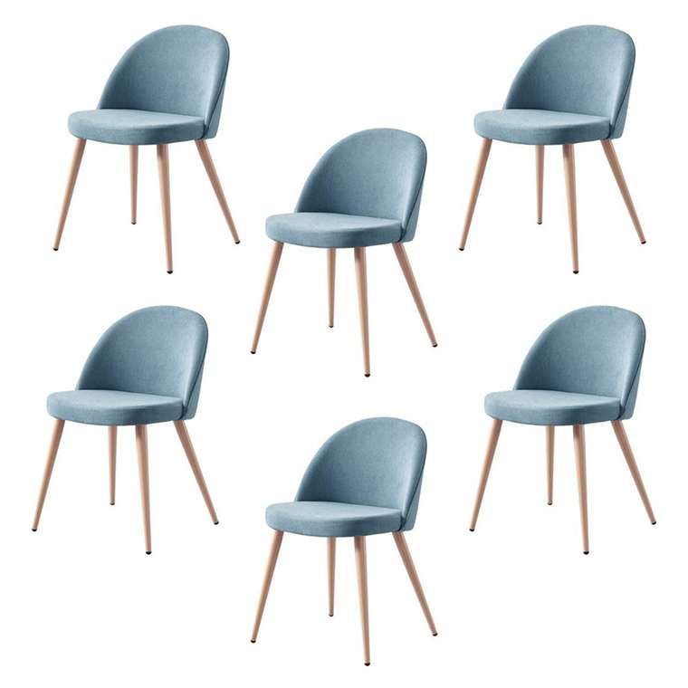 Набор из шести голубых стульев Томас с мягким сидением