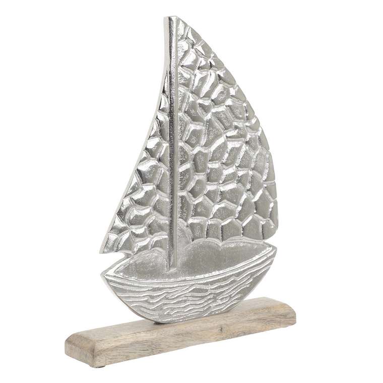 Декор настольный лодка из дерева и алюминия