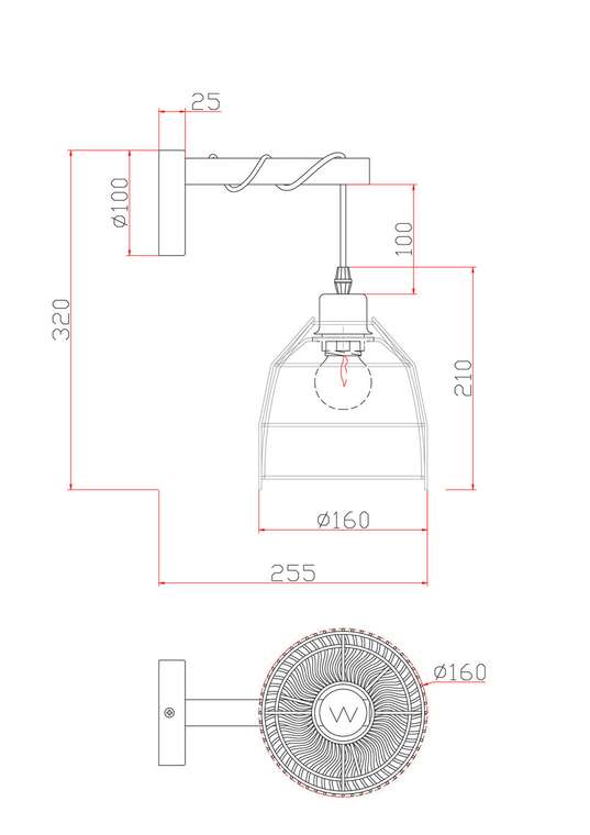 Настенный светильник (бра) Freya FR5334WL-01B Сеть / Mesh Modern