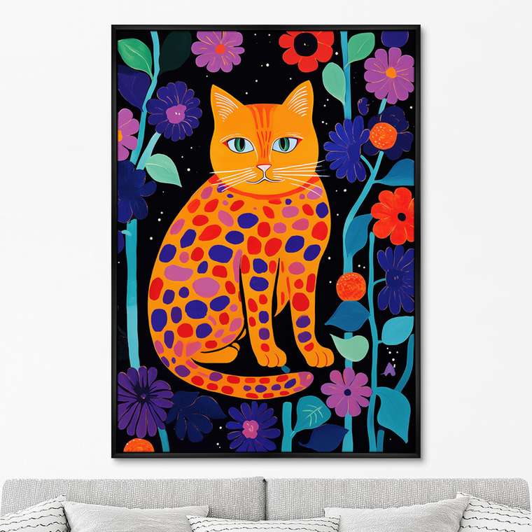 Репродукция картины Kitties in flowers, No 1, 2024г.