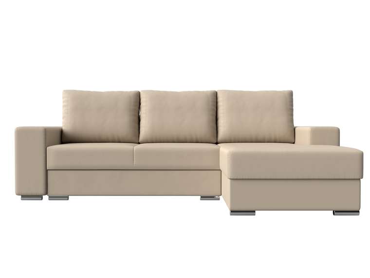 Угловой диван-кровать Дрезден бежевого цвета (экокожа) правый угол