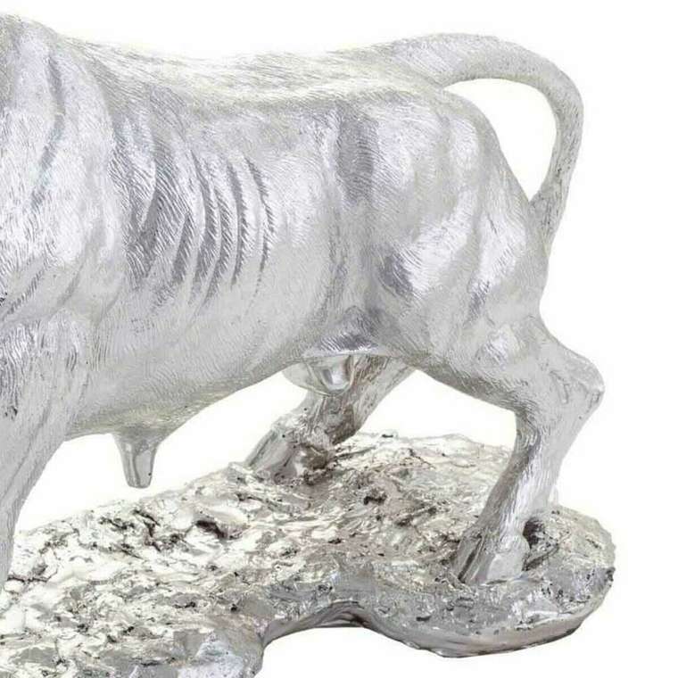 Декоративная фигура Серебряный полистоун Бык 17 x 32 x 43 cm