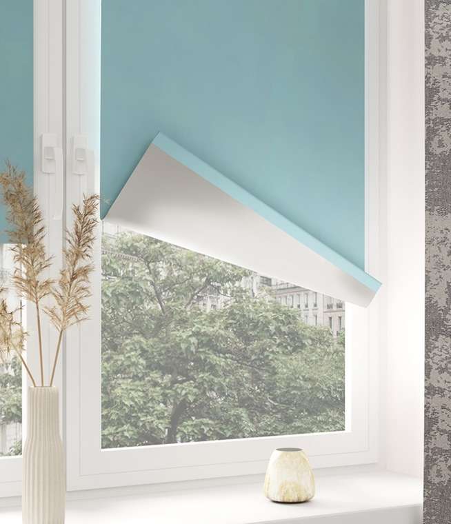 мини ролета Блэкаут сильвер 47х175 бирюза