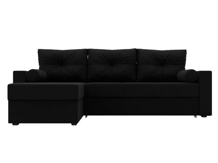 Угловой диван-кровать Верона черного цвета левый угол