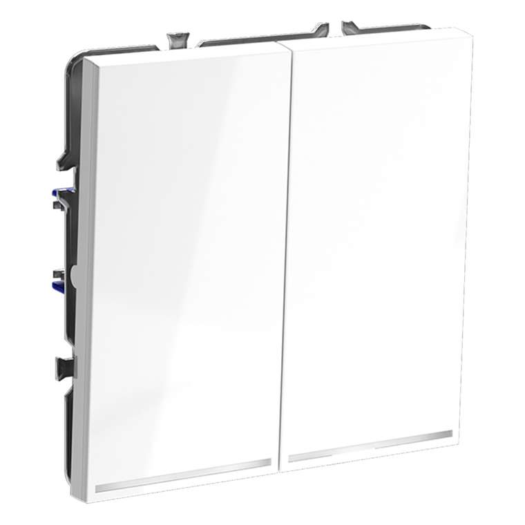 Выключатель встраиваемый VOLTUM S70 двухклавишный с подсветкой 10А, (белый глянцевый)