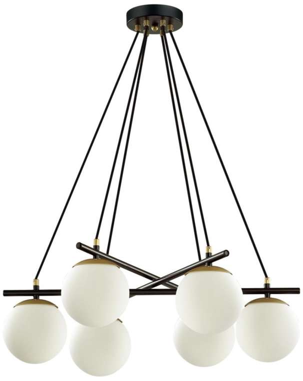 Подвесная люстра для гостиной с 6 лампами черный, золотой E27 6*60W Lumion Randi 5212/6 в форме шара