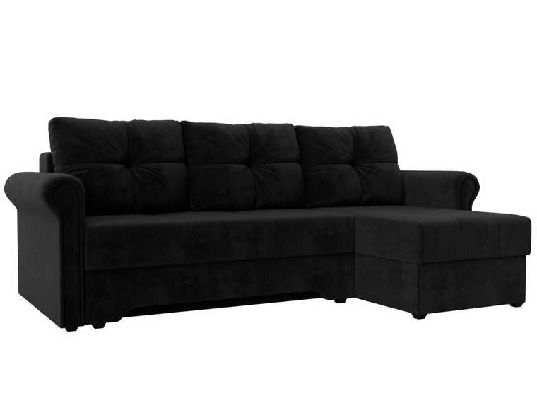 Угловой диван-кровать Леон черного цвета правый угол