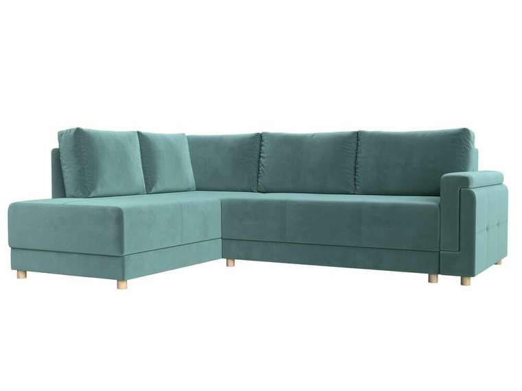 Угловой диван-кровать Лига 024 бирюзового цвета левый угол