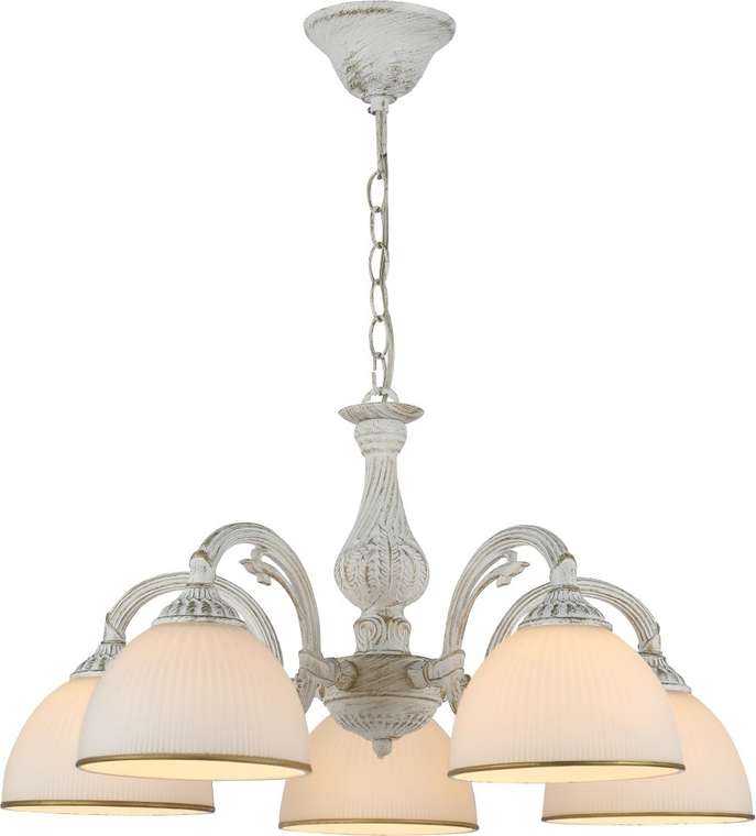 Подвесная люстра Escada Ballad 2134/5S White 5x40Вт E27, металл/стекло, белый с патиной, белый матовый плафон