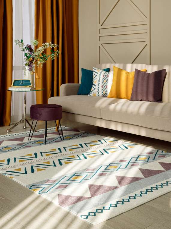 Ковер Soft fiona 80x150 с желто-синим узором