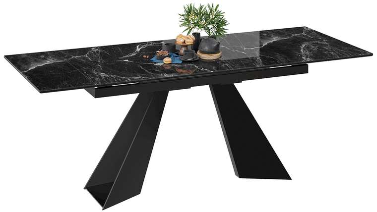 Раздвижной обеденный стол Гермес черного цвета