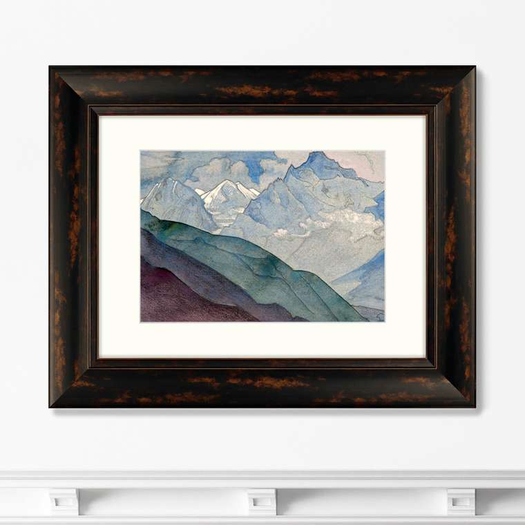 Репродукция картины Гора Колокола 1932 г. в раме темно-коричневого цвета