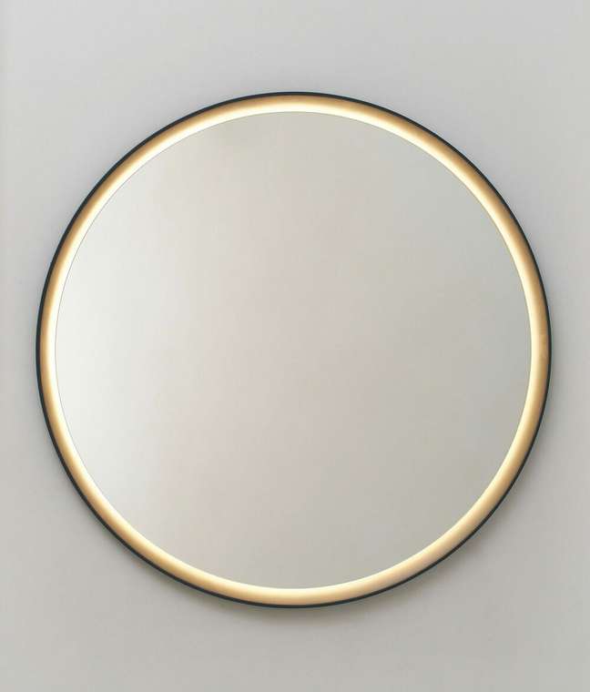 Парящее круглое зеркало Special B с подсветкой в тёмно-серой раме