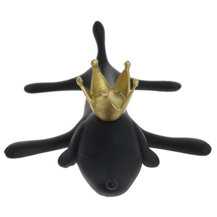 Фигурка декоративная Собака с короной черного цвета