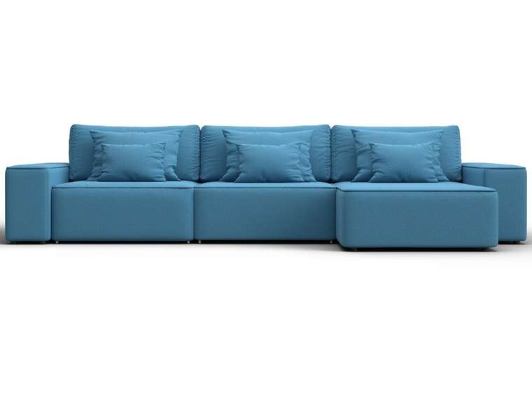 Угловой диван-кровать Лига-074 голубого цвета