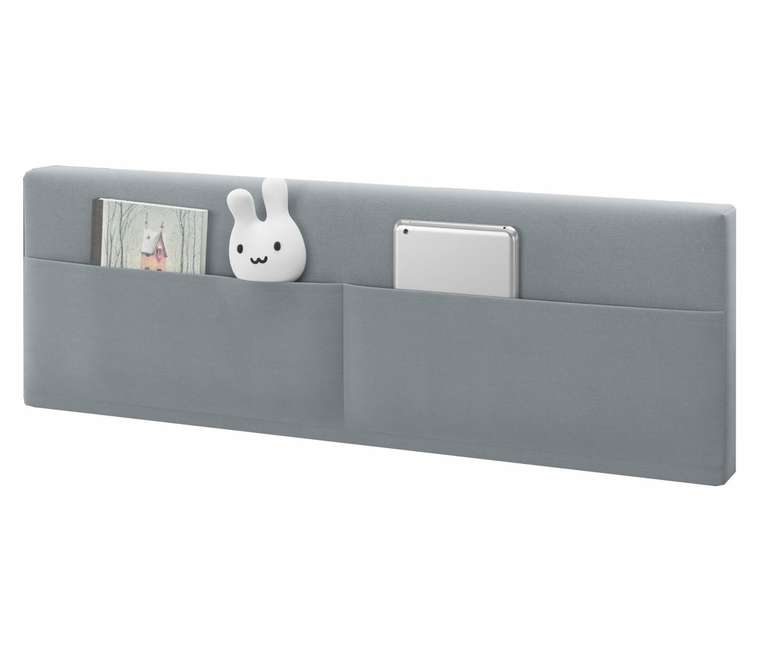 Мягкий защитный бортик-ограничитель для кровати серого цвета