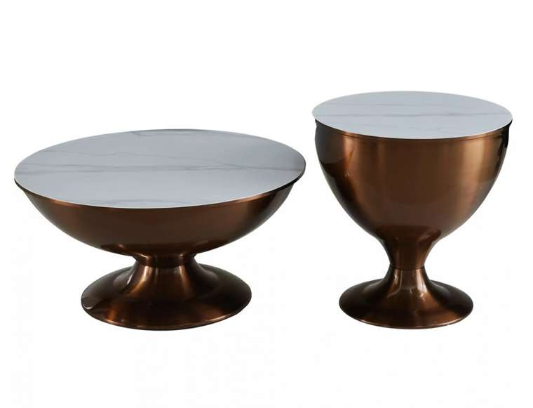 Набор из двух журнальных столов Salsa бело-медного цвета