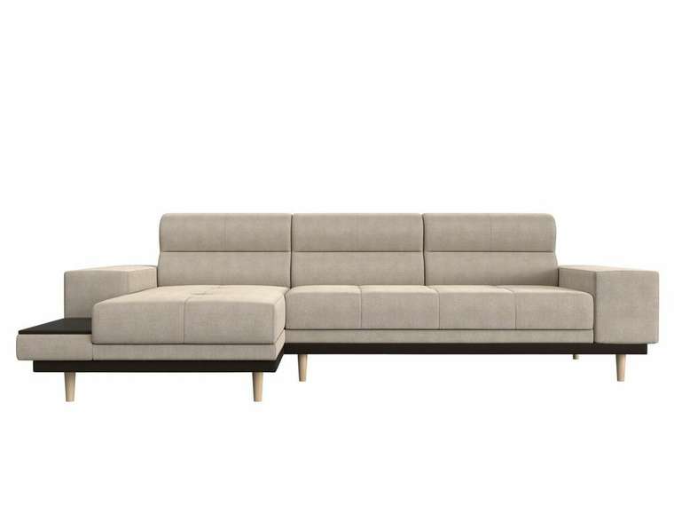 Угловой диван-кровать Леонардо бежевого цвета левый угол