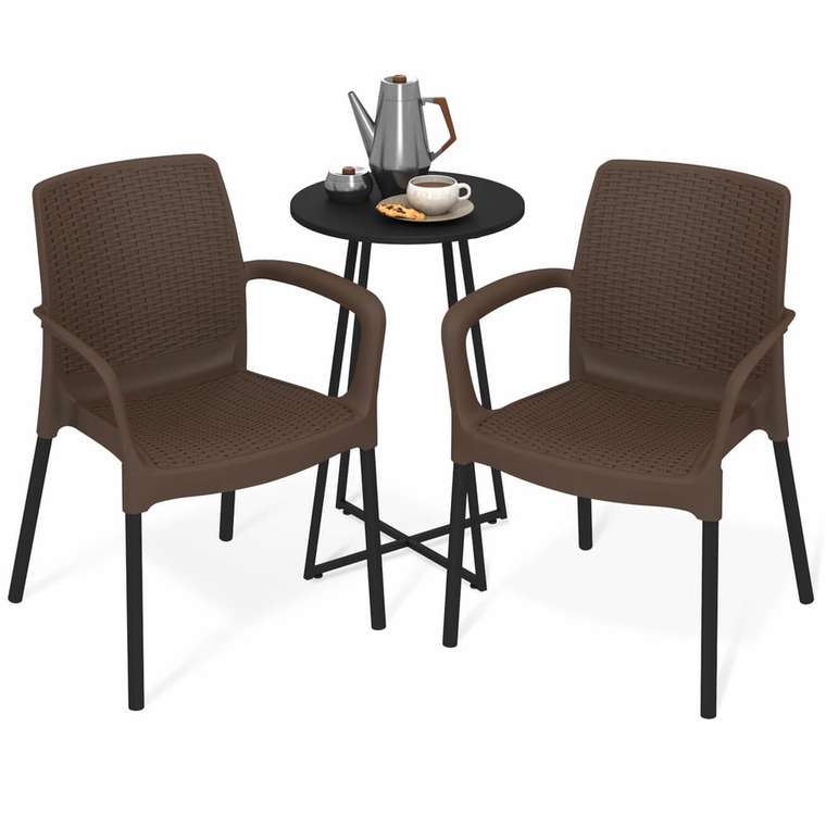 Набор садовой мебели черно-коричневого цвета