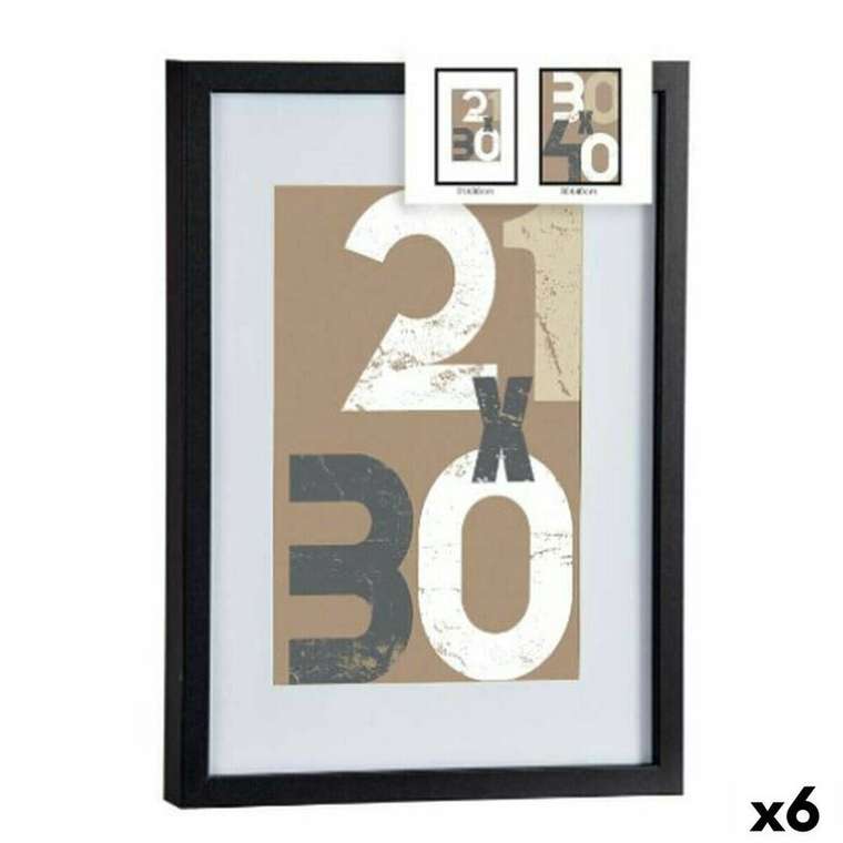 Настенные рамки Чёрный Cтекло Деревянный MDF 32,5 x 2,5 x 42,5 cm (6 штук)
