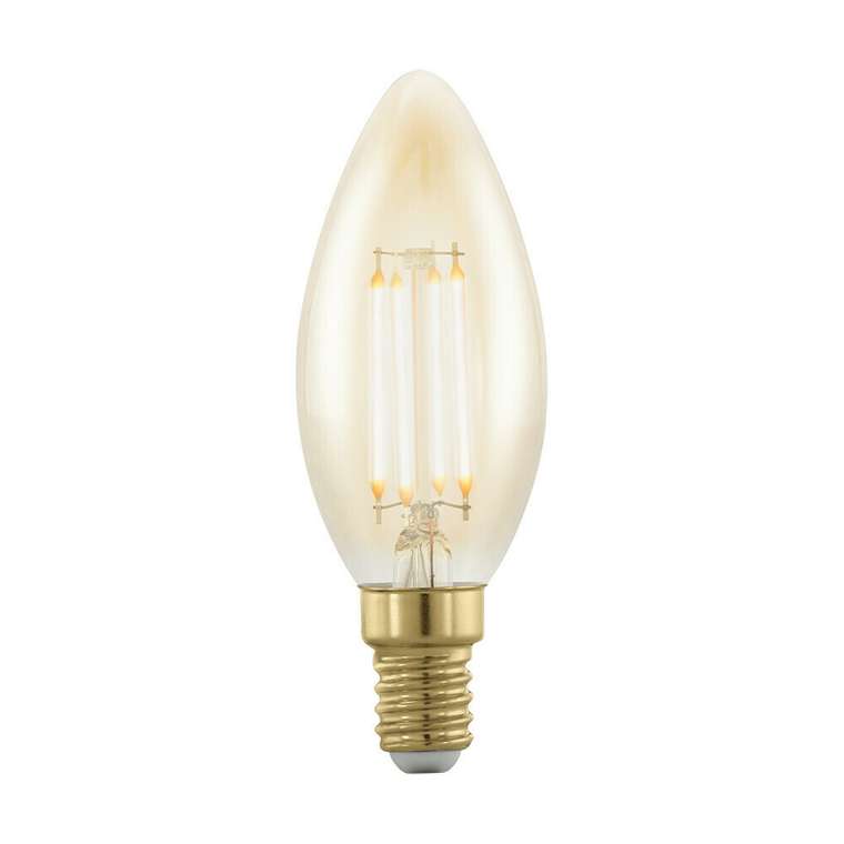 Диммируемая светодиодная лампа филаментная E14 4W 320Lm 1700K золотого цвета