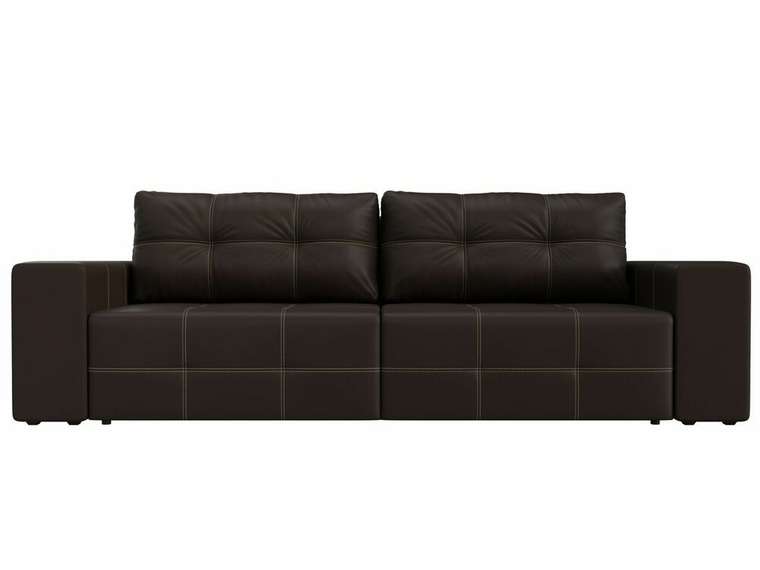 Прямой диван-кровать Перри коричневого цвета (экокожа)